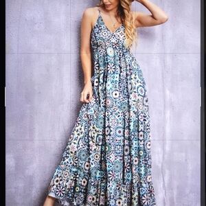 EMERY ROSE Floral Print Print Maxi Ruffle Hem Dress